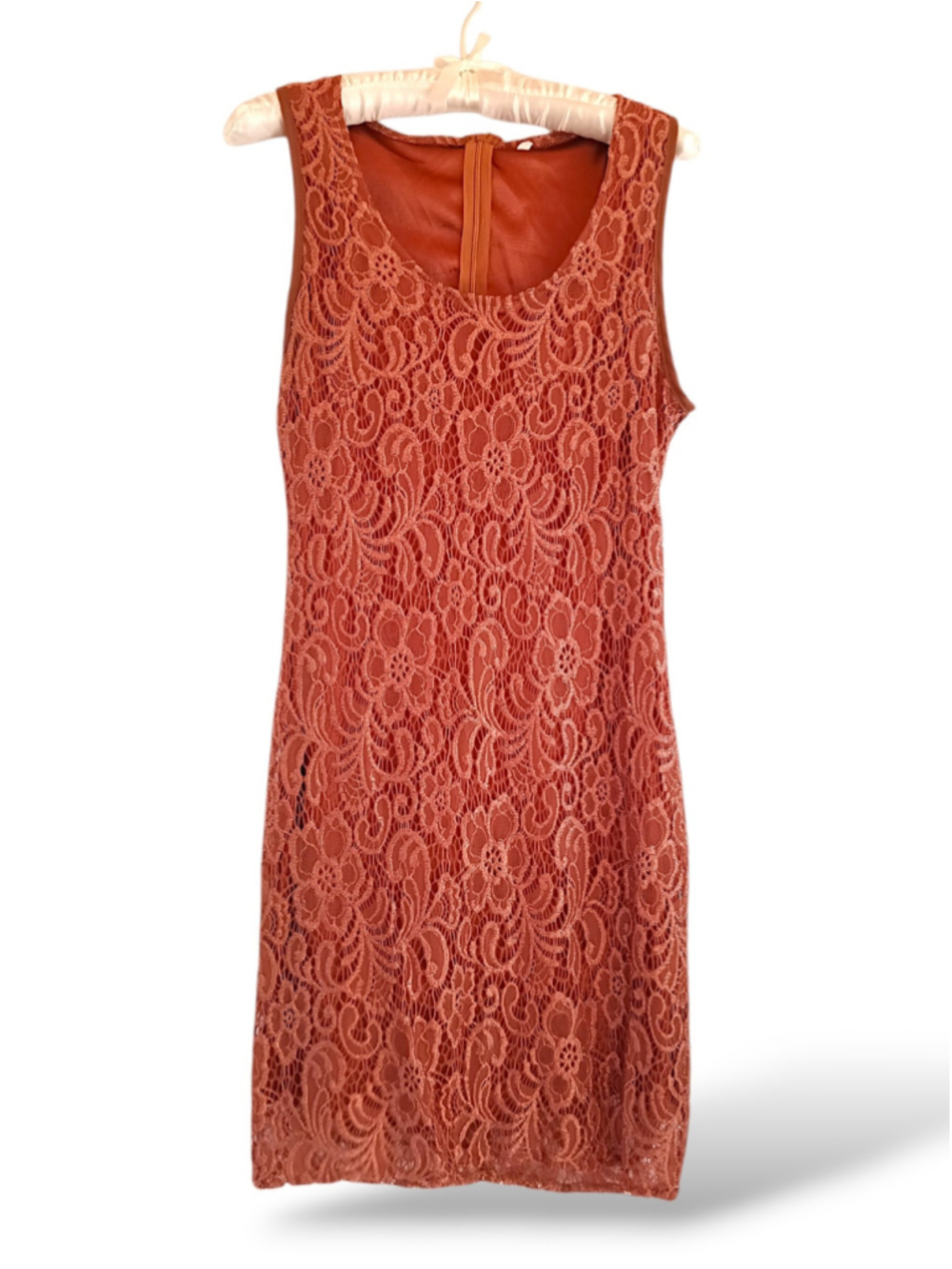 Tuscan red Lace Mini Dress Rust orange bodycon sexy fall copper autumn
